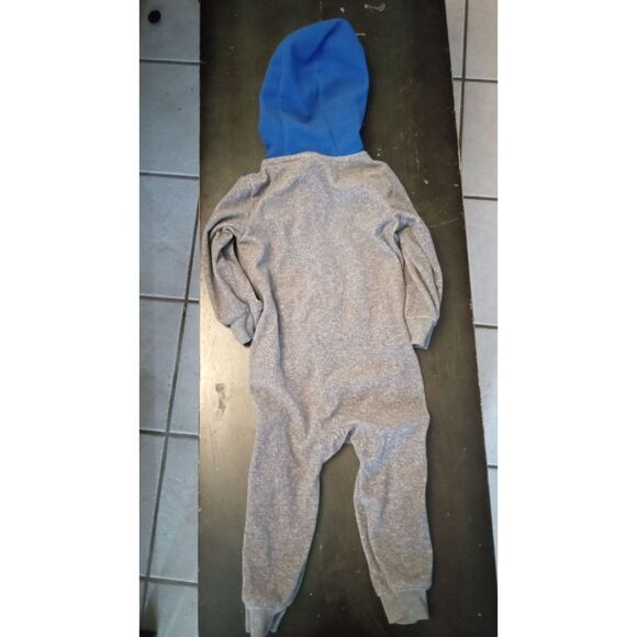 Carter's Baby Boy Blue and Gray Fleece Hooded Jumpsuit 18M - Picture 3 of 3